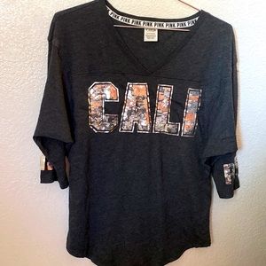 Victoria’s Secret Pink Cali California Sequin Tee Short Sleeve Shirt Size S